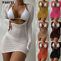 PASUXI Custom 3 Piece Designer Swimming Swimsuits for Couples Beach Shorts Women Mesh Bikini Bra Set Bathing Suits for Women
