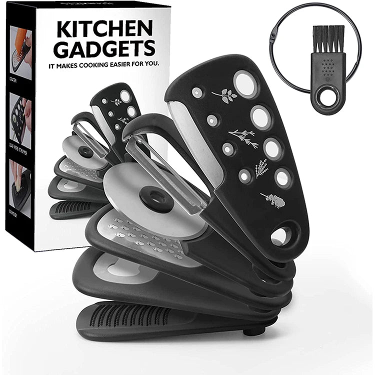 Wholesale 6 Pieces Kitchen Gadgets SetCheese GraterBottle Opener Fruit/Vegetable Peeler Pizza Cutter Garlic/Ginger G Rinder