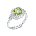 YBO Custom Trendy 925 Sterling Silver Natural Peridot Gemstone Ring for Wedding & Party Adjustable Fine Jewelry