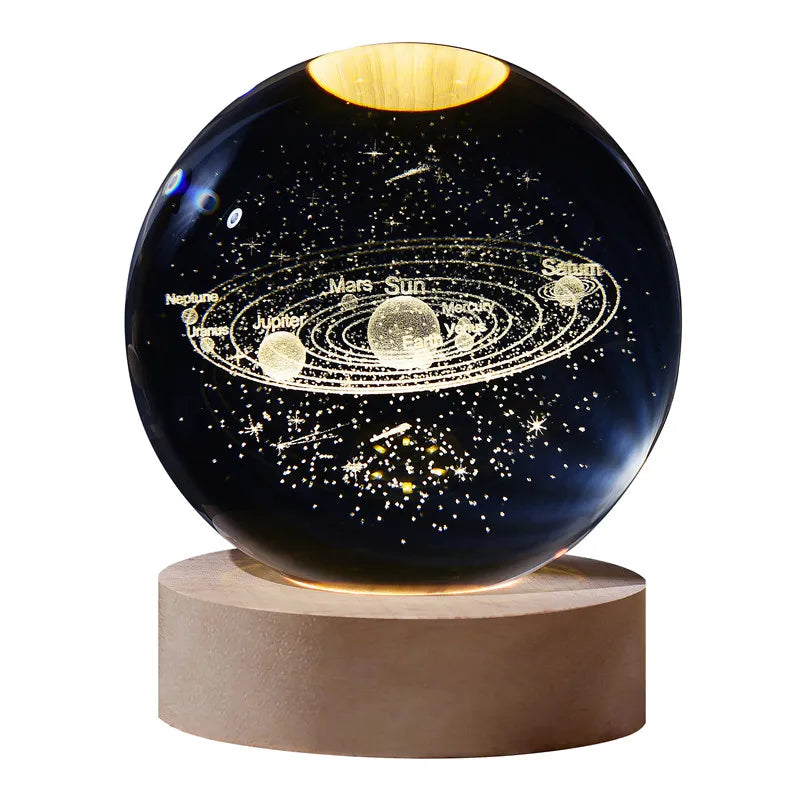 Wholesale 3D Laser Engraving Solar System Crystal Ball Glass Etached galaxy Ball Mold