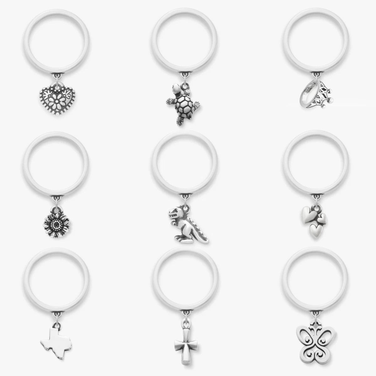 Wholesale 925 Sterling Silver Ring Animal Hearts Cross Pendant Ring Custom Charm Dangle Ring for Men Women