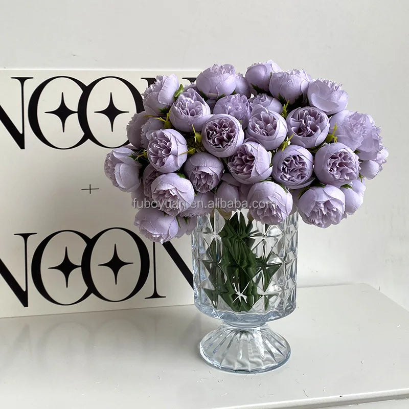 SZ04-18  Hot Sale Rose Bushes Wedding Flowers 27 Heads Artificial Rose Bouquet Fake Flower Bush Silk Flowers Bunches for Decor