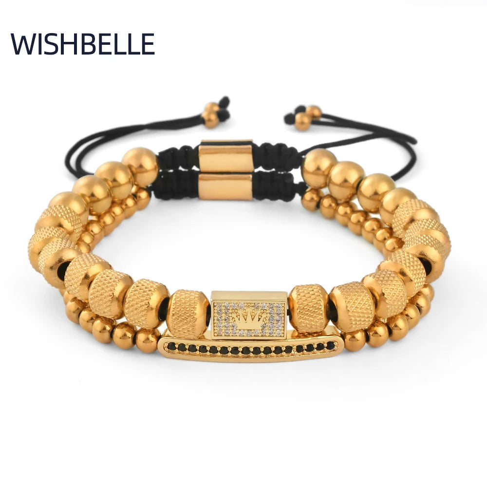 F365 Luxury Bracelet Man Set De Pulsera Modern Design Gold Bangle in Zercon Jewelry Habesha Tejida Para  Edelstahl Armband