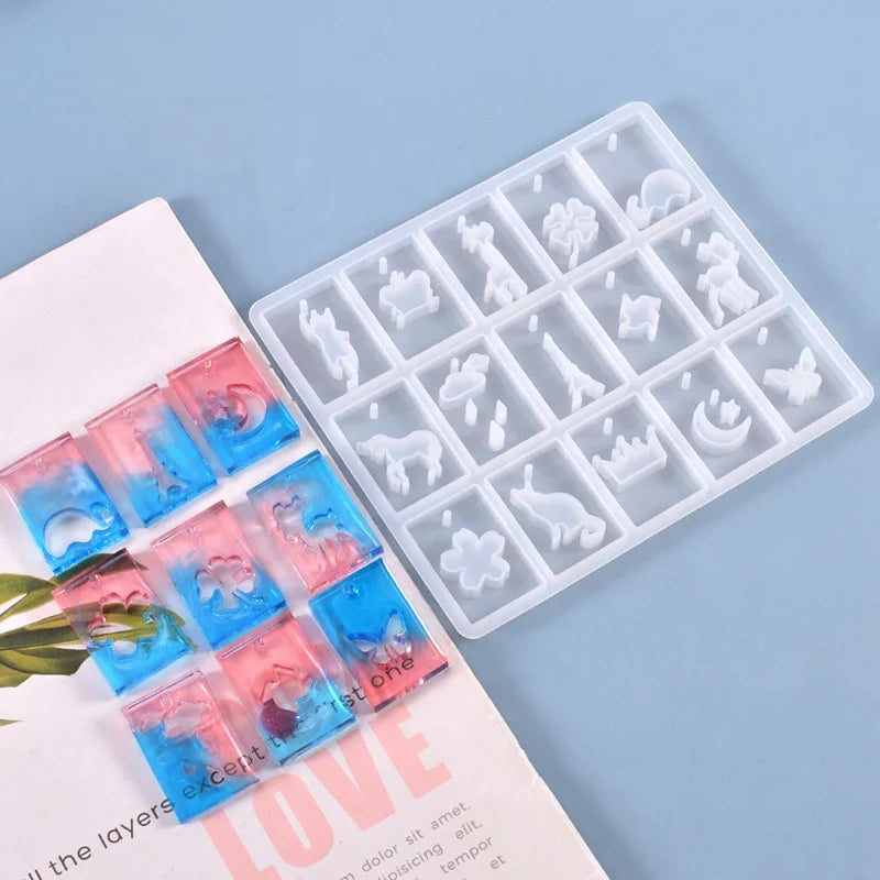 Hot Sale Epoxy Resin Keychain Mold Hollow Pendant Silicone Mold