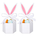 Cute Bunny Design Easter Theme Gift Boxes Kraft Egg Hunt Basket Container for Party Favour Classroom Sweet Candy Storage Ribbon
