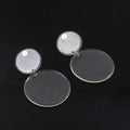 Autumnwinter Designer Textured Casual Jewelry Clear Plexiglass Round Simple Large Party Jewelry Long Acrylic Earrings for Women