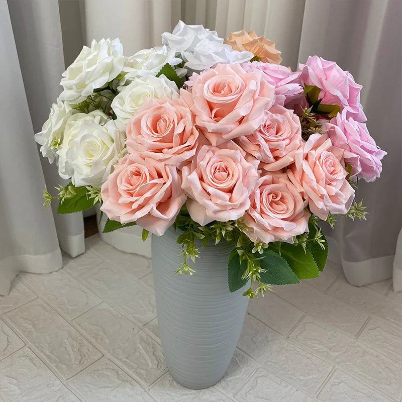China Factory Good Quality Wall 7-Head Paris Rose Artificial Flower