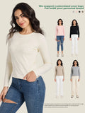 Spring Summer Women Slim Casual T-Shirt Long Sleeve O-neck Solid Bottoming Shirt Lady Pullover Blouse Top