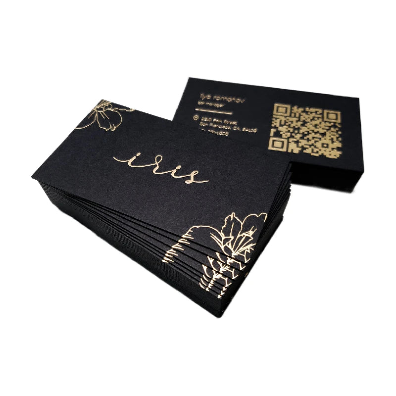 Custom Manufacture 400GSM Art Paper Business Card Waterproof Gold Edge Gold Foil Stamping Offset Cardboard Kraft Cartons