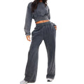 Custom Logo Women's Washed High Waisted Wide Leg Sweatpants Cropped Long Sleeve Sweatshirt Sweatsuit for Women