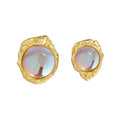 S925 18k Gold & Sterling Silver Irregular Niche Design with Light Luxury Moonstone S925 Female Fashion Stud Earrings