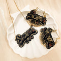 QIUHAN OEM Acrylic Tortoiseshell Print Acrylic Custom Name Necklace Earring Set