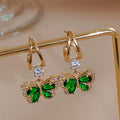 Female S925 Silver Needle Butterfly Dangle Earring Luxury Tassel Earrings Gold Plated Green Rhinestone Glass Butterfly Earring