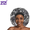 ZTZI Hot Selling Custom Soft zebra Print Hair Wraps Satin Bonnet Silk Sleeping Cap Normal Size Women