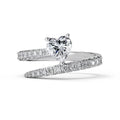 Dylam Sparkle 925 Sterling Silver Rhodium Plated Fine Jewelry Spiral Heart Shape 5A Cubic Zirconia Open Adjustable Women Rings