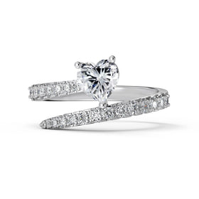 Dylam Sparkle 925 Sterling Silver Rhodium Plated Fine Jewelry Spiral Heart Shape 5A Cubic Zirconia Open Adjustable Women Rings