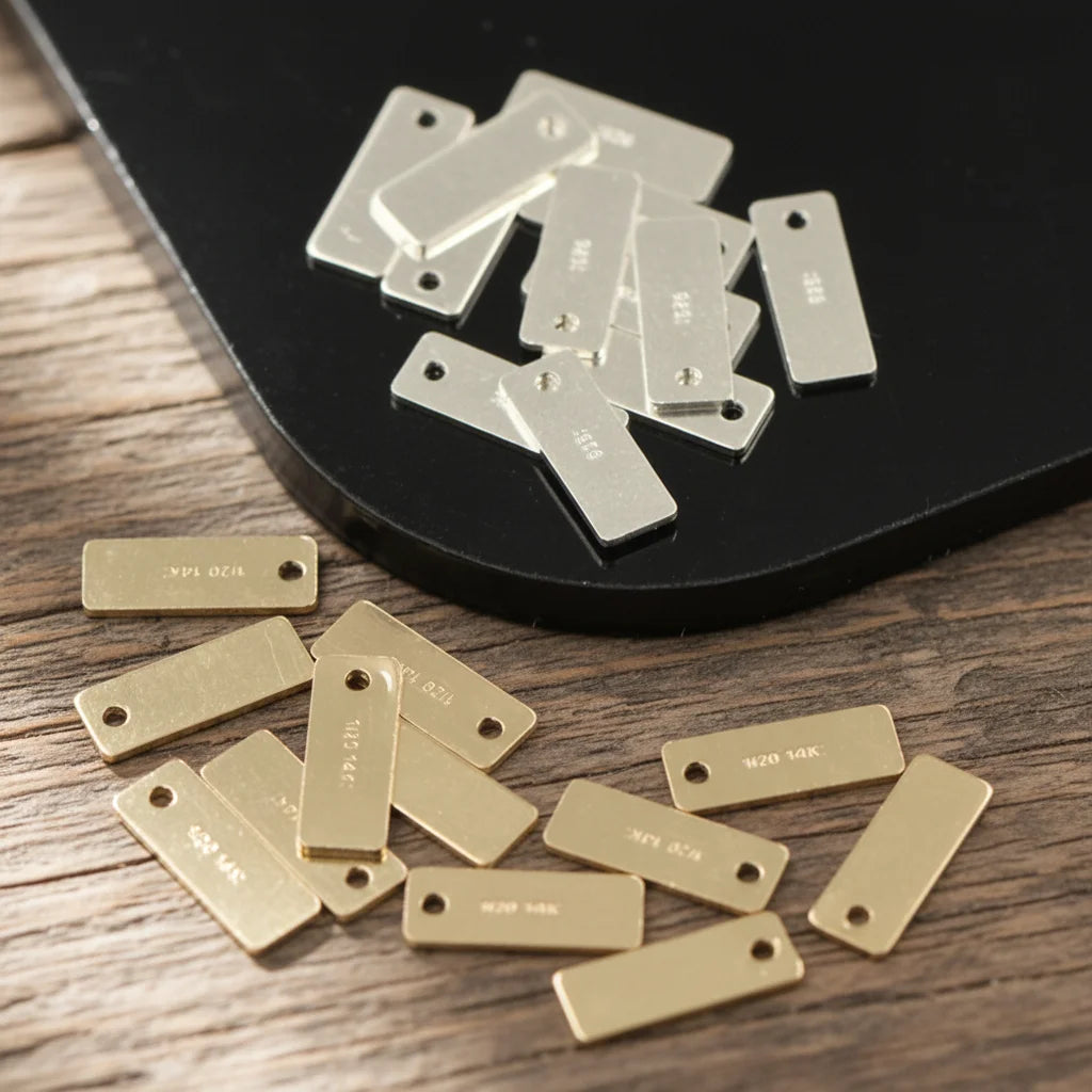 GP US 1/20 14k Gold Filled Silver 925 Rectangle Quality Tag Disc Charms Pendant Permanent Jewelry Chains Bulk Diy Wholesale