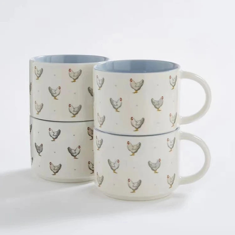 Wholesale Easter Chicken Animal logo 11oz Stacking Ceramic Coffee Cup Custom Ceramic Tea Mugs With logo