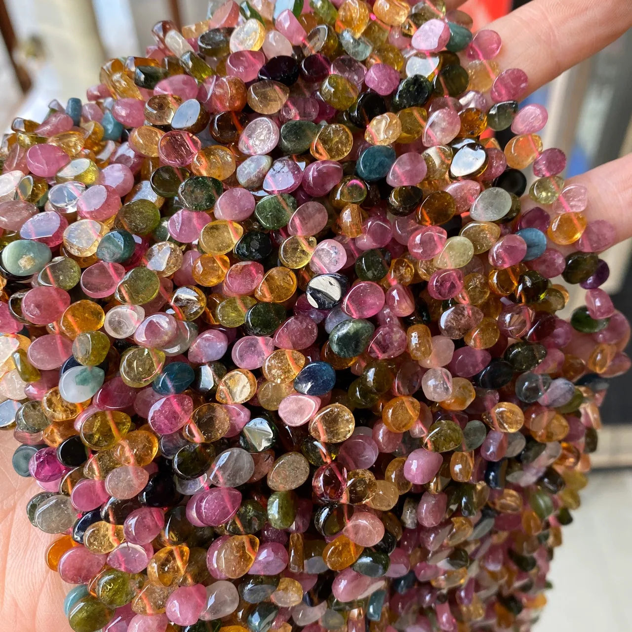 Natural Multi Colors Tourmaline Healing Gemstone Water Drop Shape 5x7mm Loose Stone Beads for Jewelry Craft Making