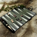 Vintage Backgammon Set Leather Case Custom Backgammon Roll Travel Backgammon Game in Leather Case