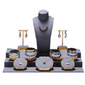 A1 Custom Window Jewelry Display Stand with Velvet & Metal Trays for Bracelet Ring Necklace Earring Holder Props