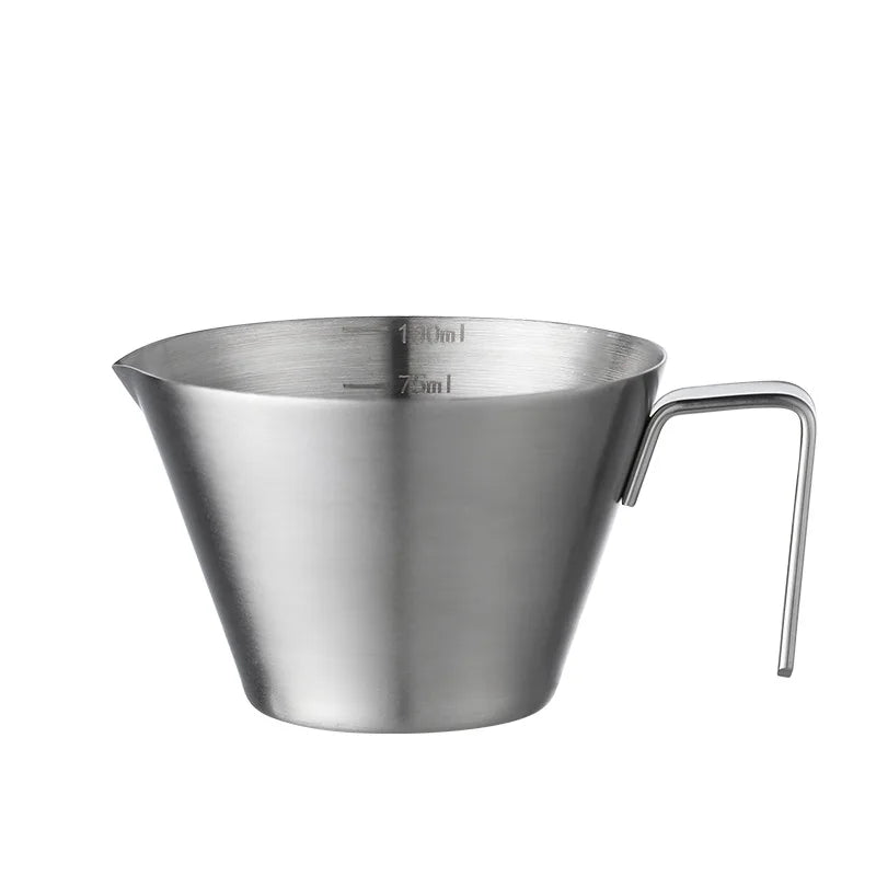 Custom Logo 304 Stainless Steel 100ml Espresso Measuring Cup Coffee Milk Frothing Pitcher with Handle and Scale
