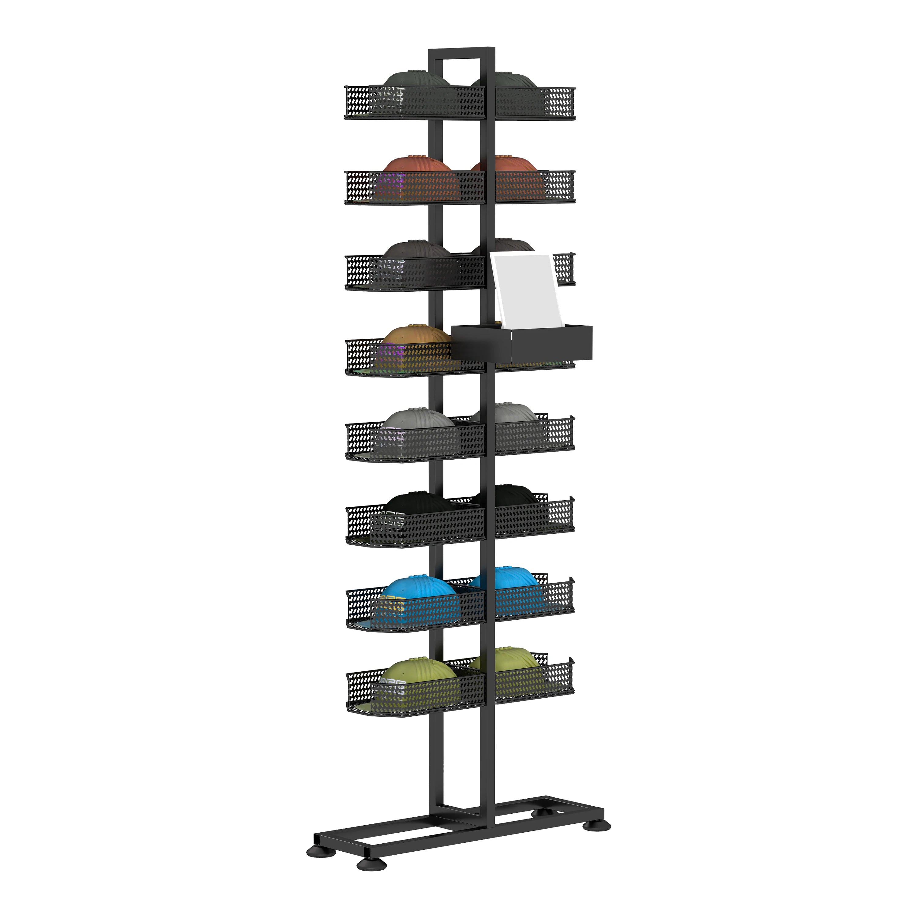 Metal Black Hat Stand Display Rack with 16 Pockets Beauty Scarf Hat Display Props in Shop or Supermarket