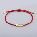 Irregular Brass Bead Adjustable Red Cord Bracelet Fashion Braided Cord Bracelet Lucky Friendship Bracelet