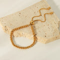 Tarnish Free 18K Pvd Gold Plated Stainless Steel Bracelet Adjustable Beaded Bracelet for Women