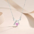 Fashion Necklace Jewelry 18K Gold Plated 925 Sterling Silver Charms Bowknot and Heart Zircon Pendant Necklace Chain for Women