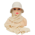 2026 New Design Popular Summer Chiffon Hijabs Plain Color Chiffon and Fisherman Hat in One 2 Piece Scarf Set