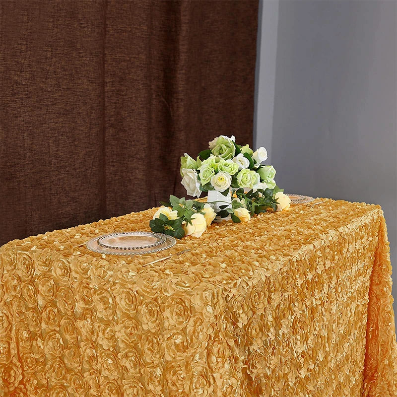 Custom Welcome 3d Rose Flower champagne Wedding New Design Table Clothdecoration Rose Pattern Tablecloth Party Event Table Cloth