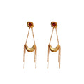DOZM New Fashion Red Rhinestone Bag Shape Chandelier Earrings 24K Gold Plated Brass Unisex Romantic Style Other Gift