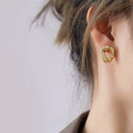 European and American Cold Style Irregular Geometric Earrings Stainless Steel Plated 18K Real Gold Stud Huggie Earrings