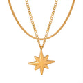 Ins Style Women Minimalist Dainty Fashion Jewelry 18k Gold Plated Stainless Steel Double Layers Design Star Pendant Necklace