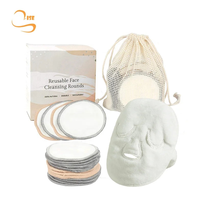 8cm Eco Friendly Reusable Bamboo Cotton Makeup Cleansing Pads Cotton Laundry Bag Soft Private Label Facial Wipes