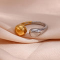 Guarantee Dreamshow Water Drop Shape Open Design Gold Plated Adjustable Rings Stainless Steel Rings Jewelry Women