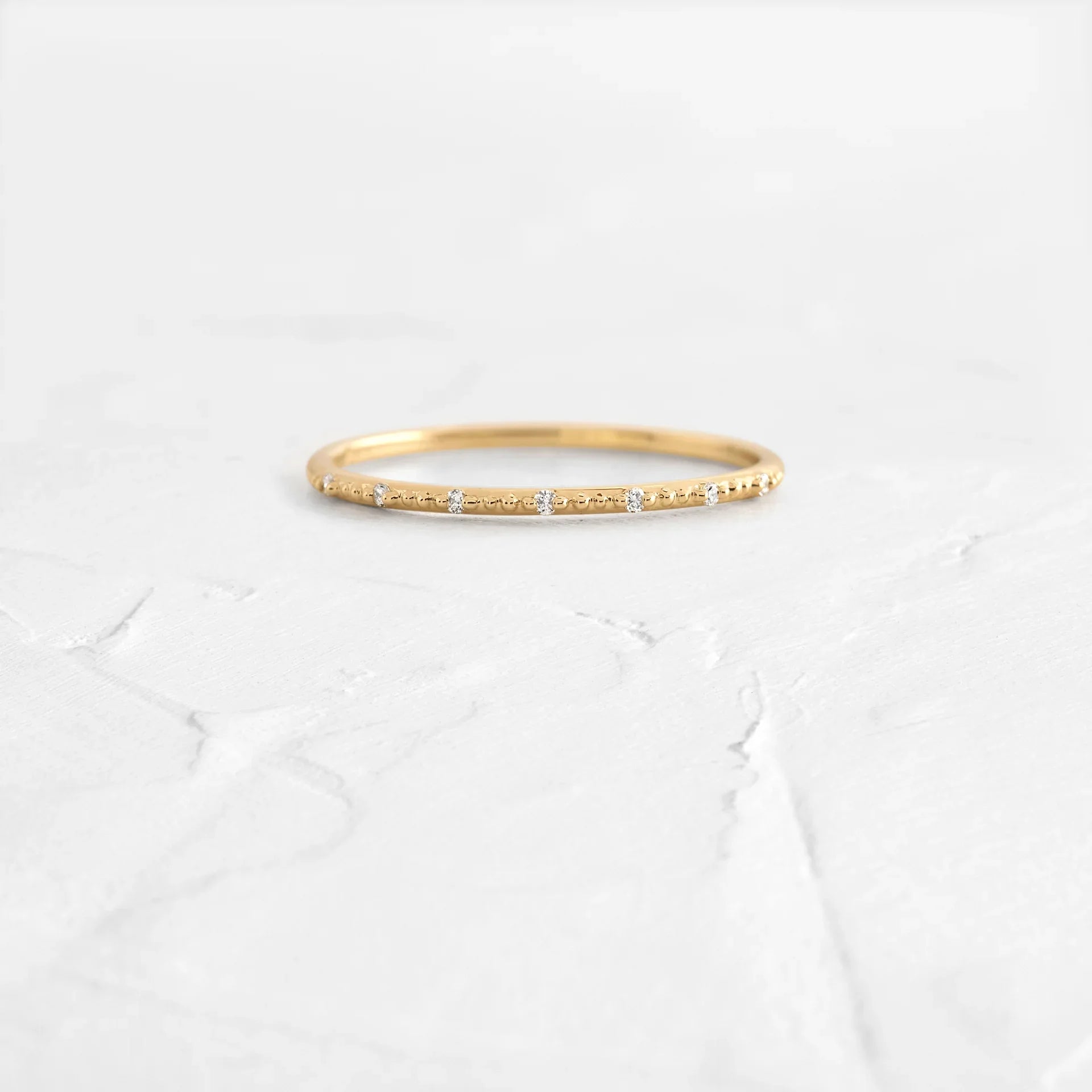 H&F Wholesale Customizable 18k 14k 9k Solid Gold Diamond Rings 1mm SI FG Natural Diamond Wedding Ring Stackable Band Pearl Stone