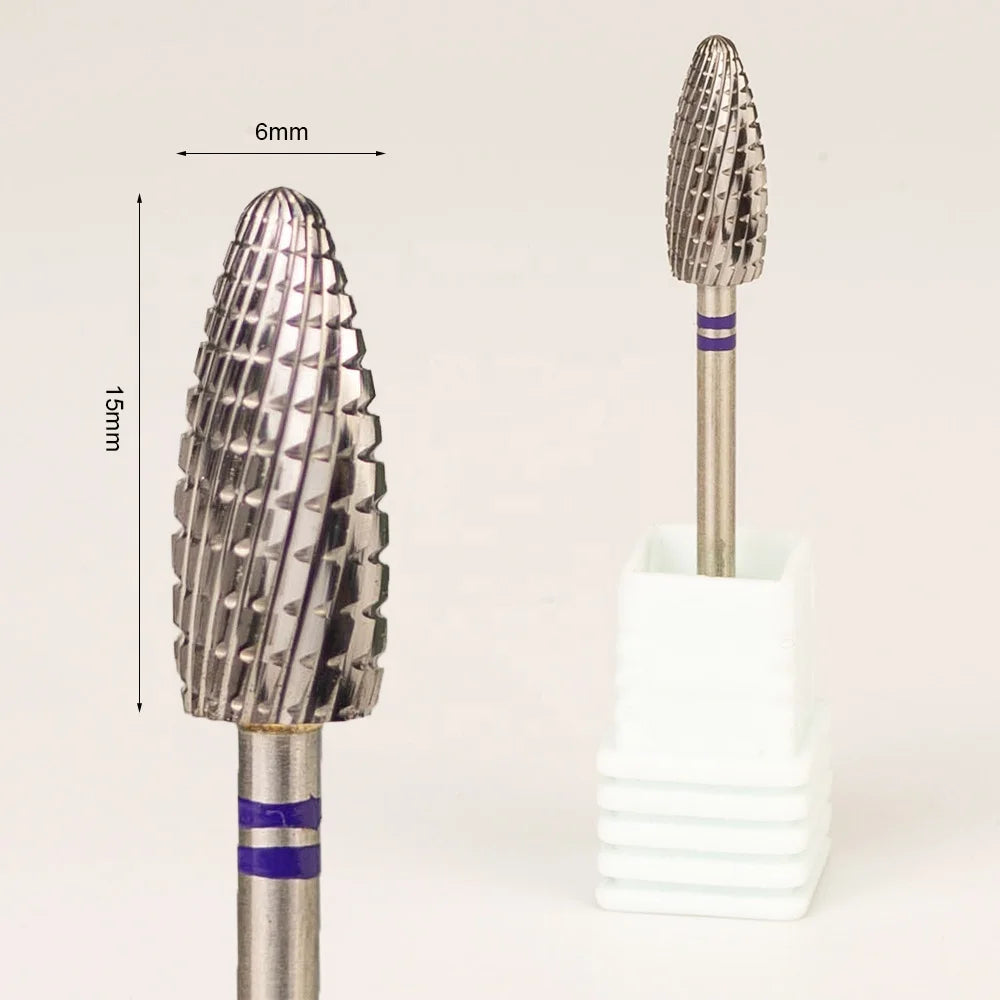 3/32" 6.0mm Flame Electric Milling Cutter Rotary Burrs Tips Typhoon E-File Professional Tungsten Carbide Nail Drill Bits