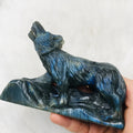 Hot Selling High Quality Carving Animals Labradorite Wolf Crystal Crafts Flash Healing Crystal  Stone for Decoration