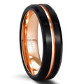 POYA Men's Blue Grooved Wedding Ring 4mm 6mm 8mm 10mm Black Rose Brushed Engagement Anniversary Gift