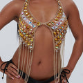 Rhinestone Body Chain Crystal Bra Bikini Chains Summer Beach Body Jewelry for Women and Girls