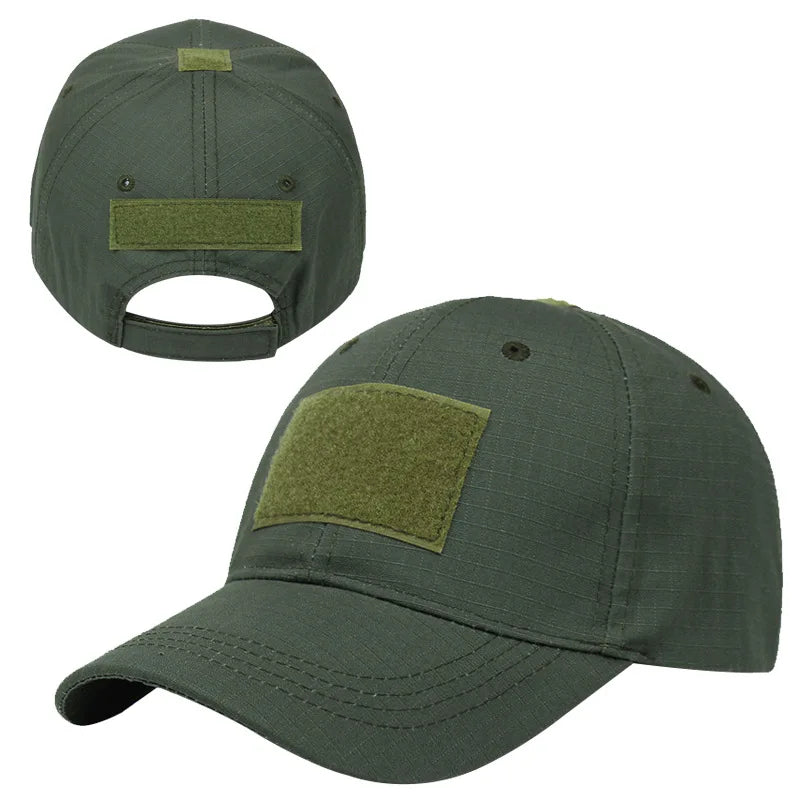 Custom Movable Patch Plain Dark Green Cotton Camp Tactical Cap for Men Camo Gorras