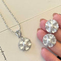 Super Beautiful Design Cat Eye Stone Inlaid 5-6mm Natural Freshwater Pearl Necklace Earring Set Fine Jewelry Set