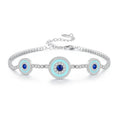 925 Sterling Silver Turkey Lucky Evil Eye Tennis Bracelets for Women Layers Shiny Zircons Wrist Links Party Jewelry Gift BSB110
