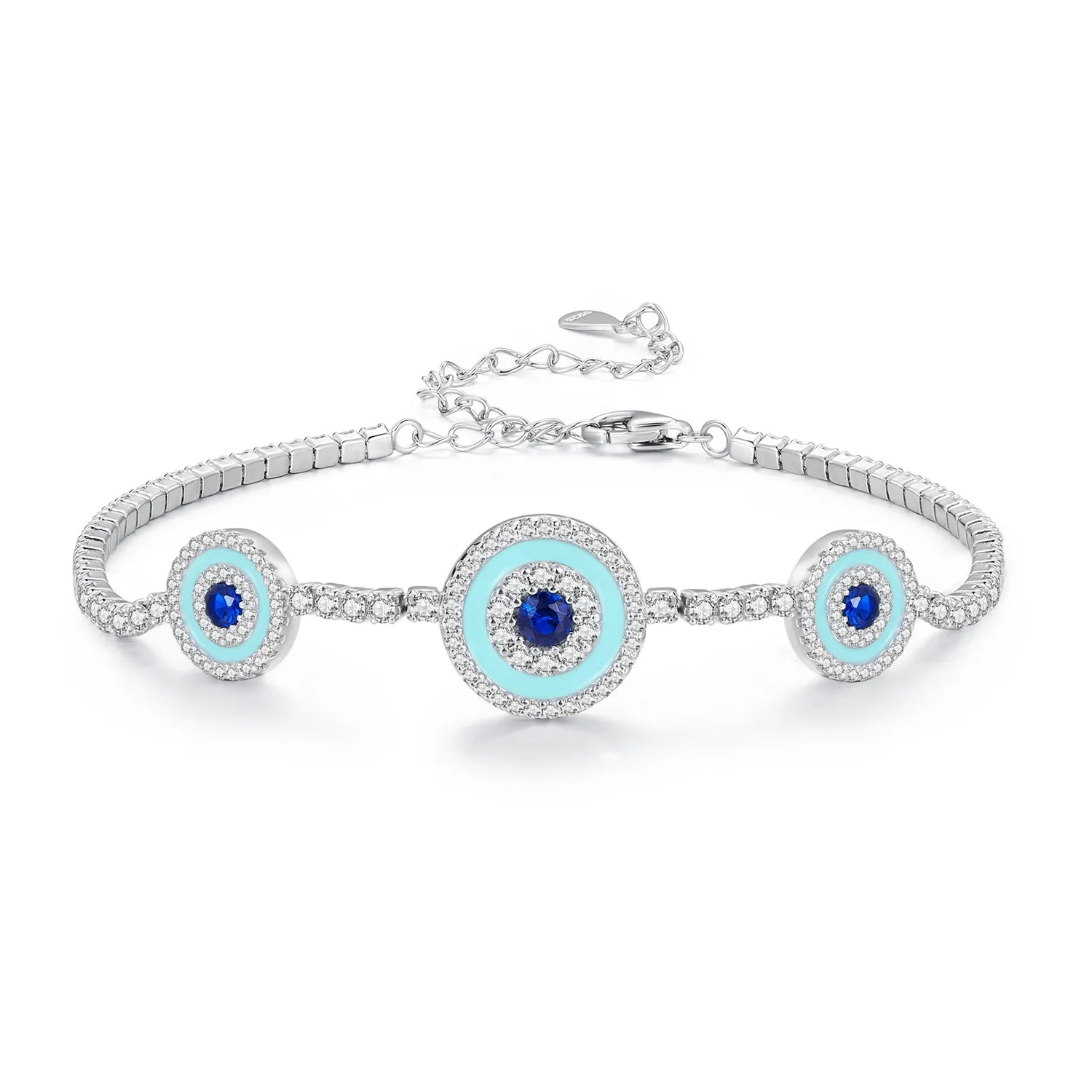925 Sterling Silver Turkey Lucky Evil Eye Tennis Bracelets for Women Layers Shiny Zircons Wrist Links Party Jewelry Gift BSB110