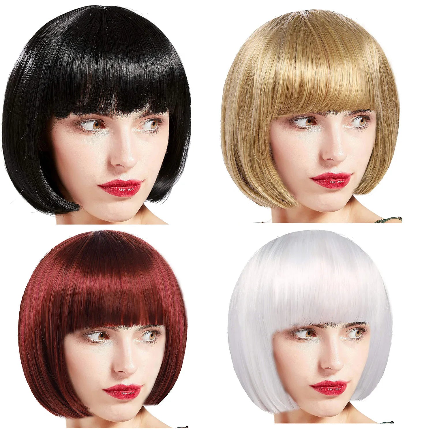Wholesale of the 2025 New Bob Women's Wig Short Straight Hair with Bangs and Head Cover Is Selling Well in the United States