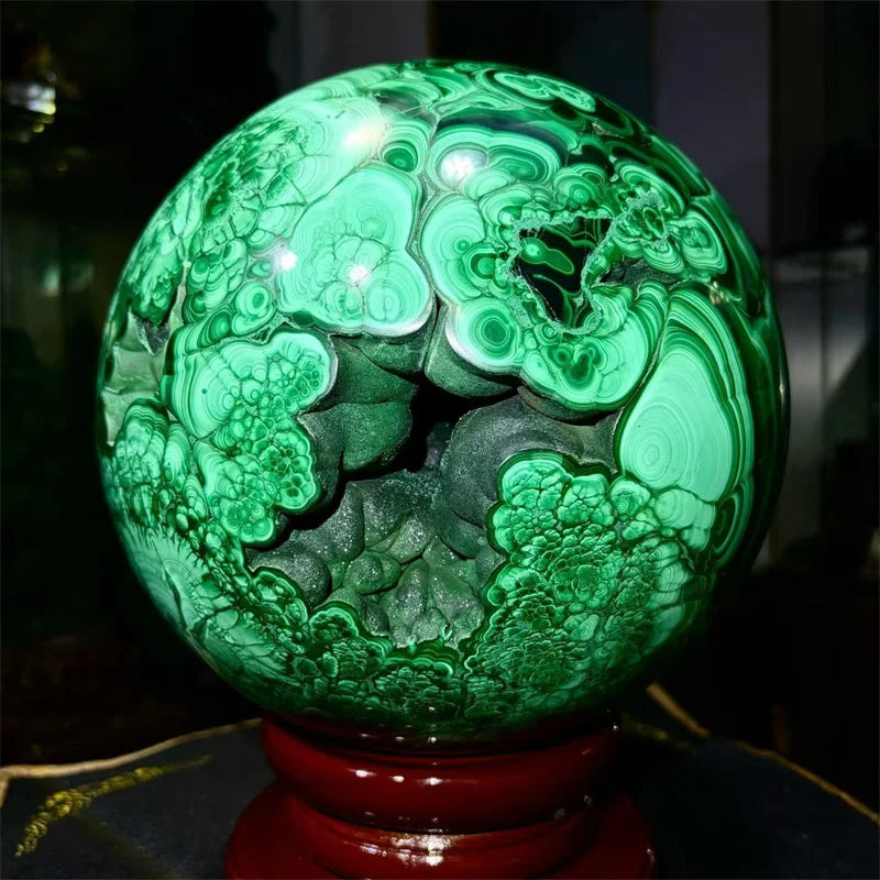 Hot Sale Natural Crystal Large Spheres Healing Stone Sphere Big Malachite Sphere with Nice Druzy for Home Decoration