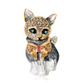 Hot Selling Green Eyed Kitten Brooch Lovely Bow Diamante Cat Brooch Fashionable Charity Gift for Music Festival Wedding/Party