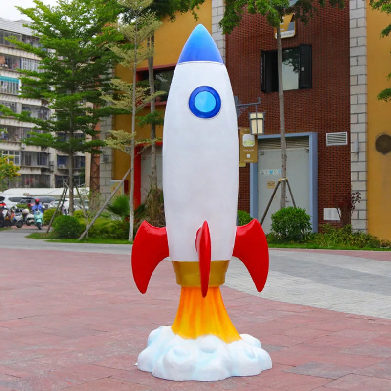 Large Fiberglass Resin Space Rocket Statue Life Size Astronaut Figurine/resin Spaceman Statue for Commercial Decoration